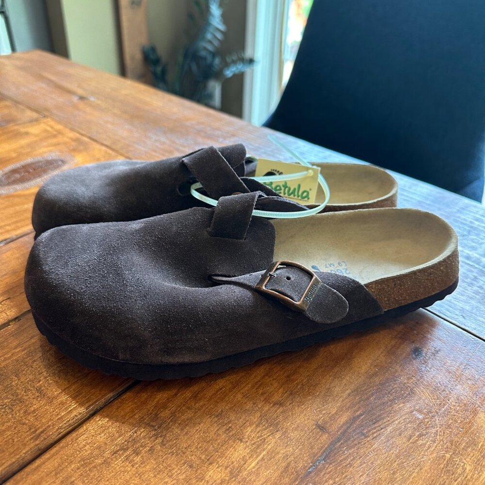 Betula | Birkenstock NWT Boston Clog Mule Mocha Brown Suede Womens 9 Mens 7 - Picture 2 of 8